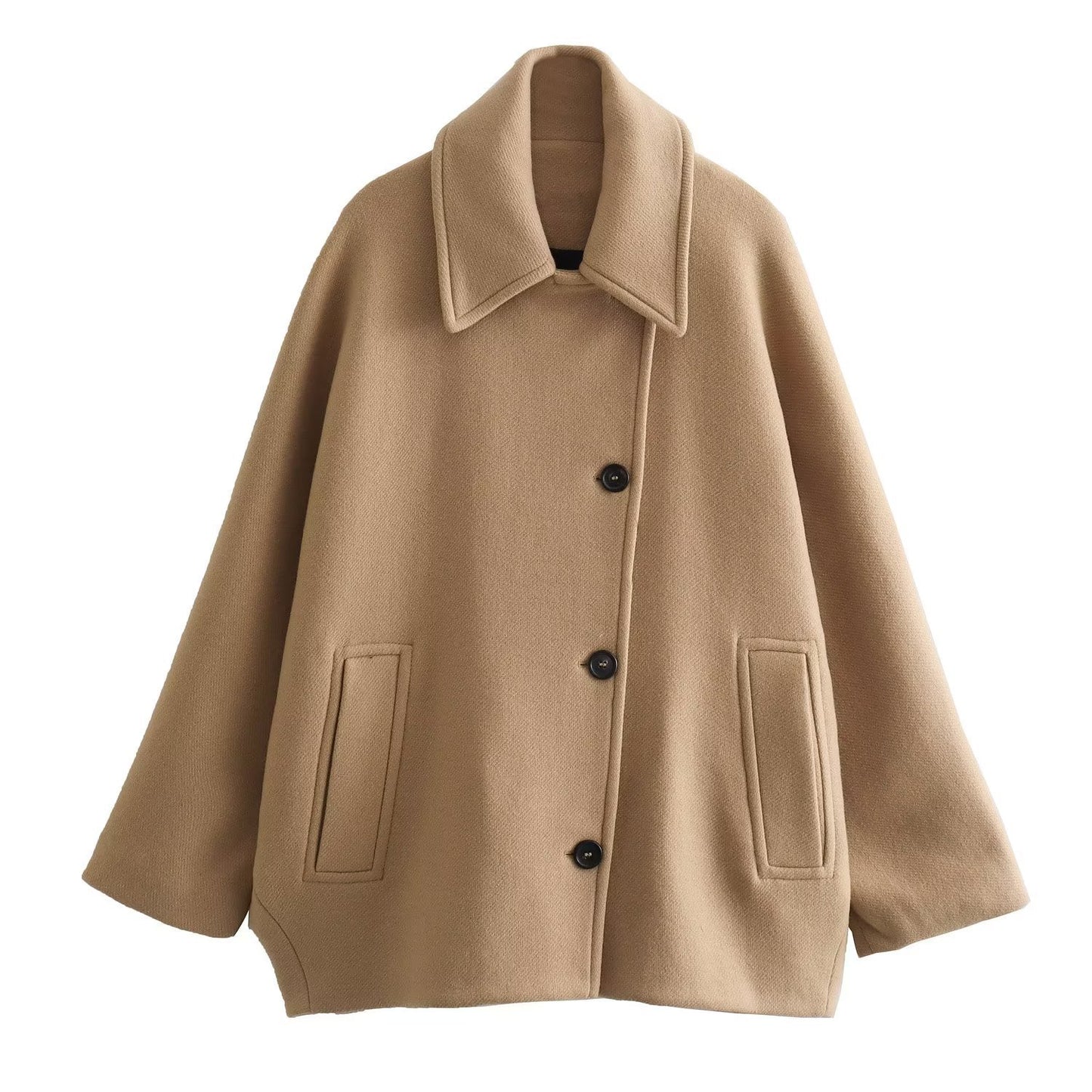 Europe And America Cross Border Women's Street Fashion Common Style Loose Wool Overcoat