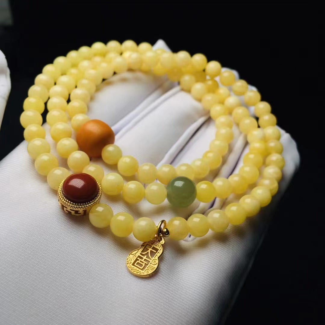 Pulsera multicírculo de cera de abejas natural de mujer