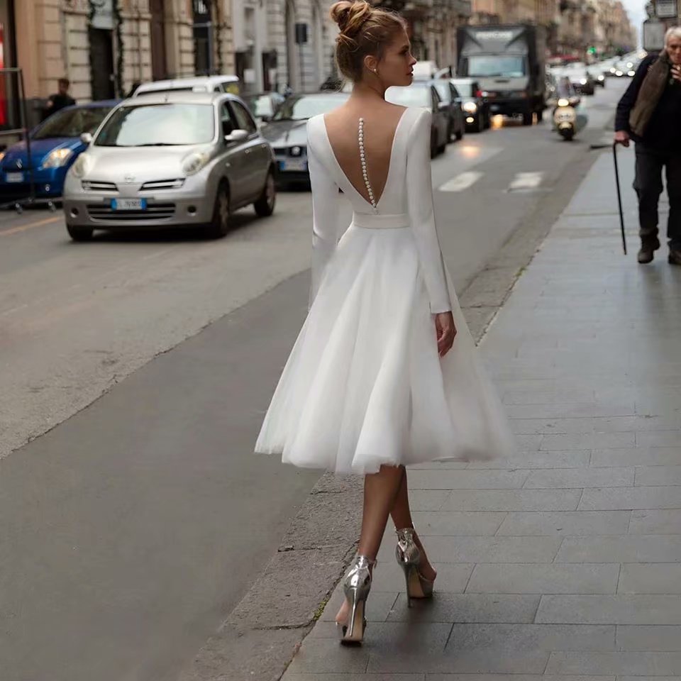 Vestido de novia corto para mujer, vestido de noche