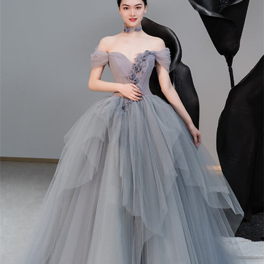 Robe de princesse Tutu en Tulle pour femme, Texture hôte, cadeau de Banquet français