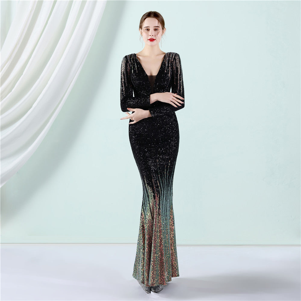 Robe longue à paillettes à la mode, vêtements Toast