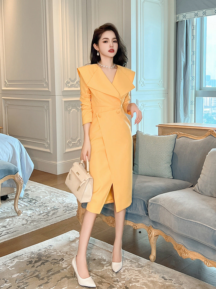 Temperament Commute Suit Skirt Lapel Slim Fit Dress