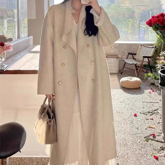 Women's Graceful And Fashionable Double-sided Wool Overcoat