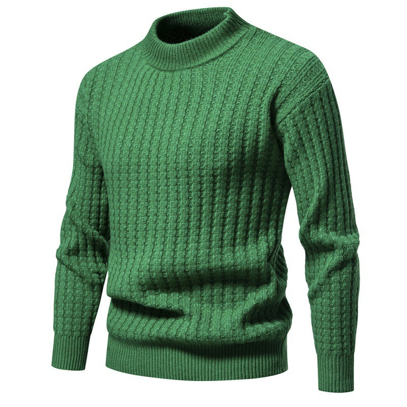 Pull tricoté à col rond pour homme, couleur unie, à la mode, automne