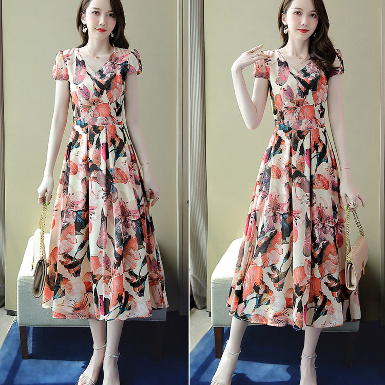 Temperament Waist-controlled Gentle Floral Dress