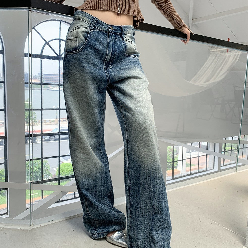 Women's Low Waist Retro Wide Leg Jeans