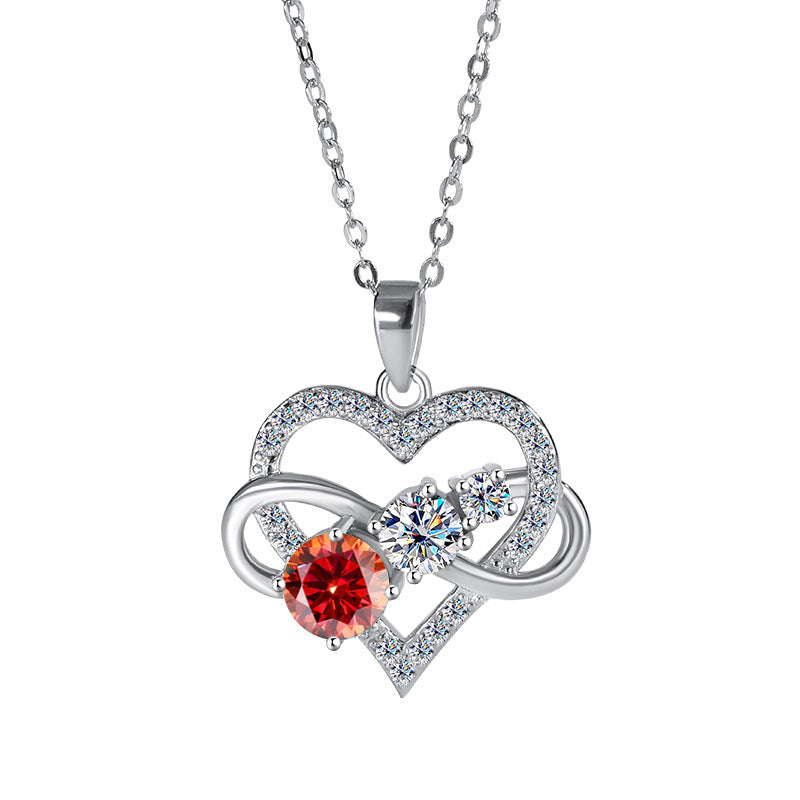 Collier d'amour Moissanite en argent 925 pour femmes