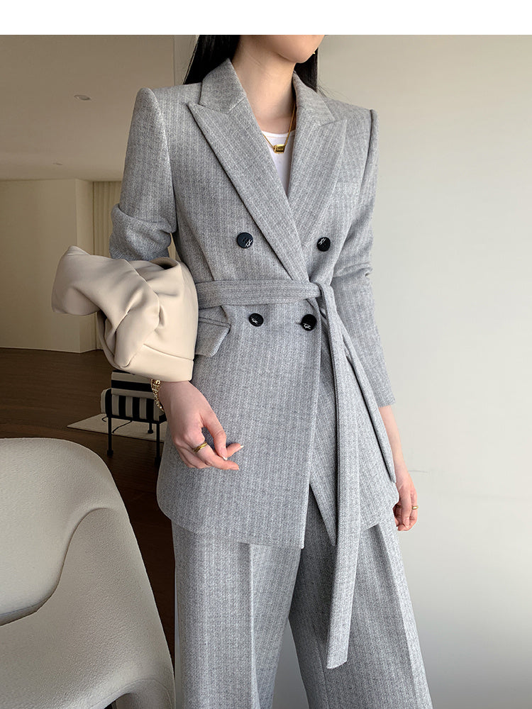 Women's Coat Wool Wide Leg Trousers Suit Coat