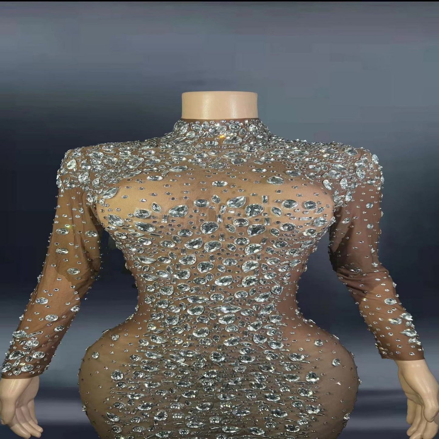 Vestido de fiesta ajustado con diamantes de imitación para mujer