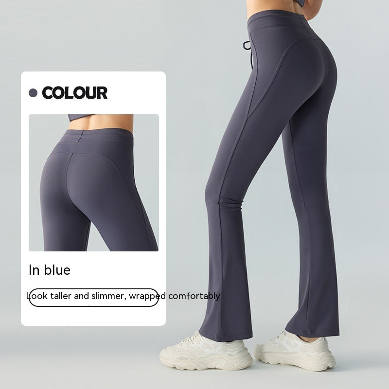 Taille minceur et levage des hanches pantalons de Yoga décontractés poche bilatérale Yoga pantalon à fond cloche