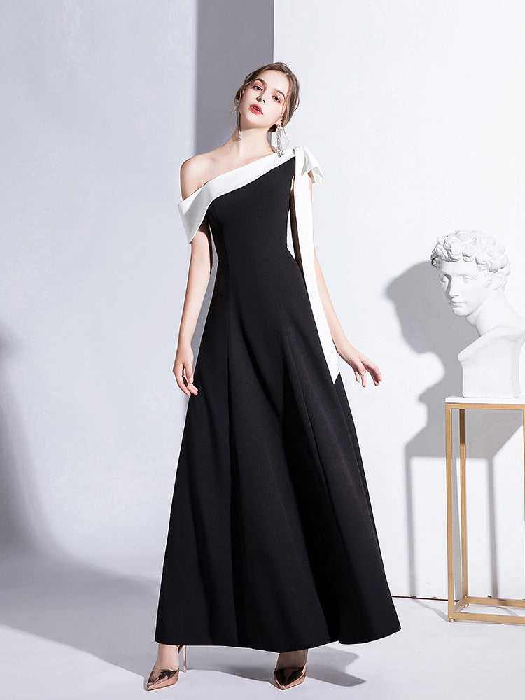 Women's Single Shoulder Socialite Temperament Long Dress