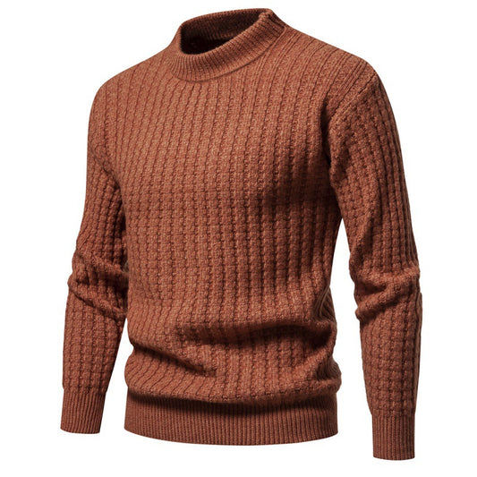 Pull tricoté à col rond pour homme, couleur unie, à la mode, automne