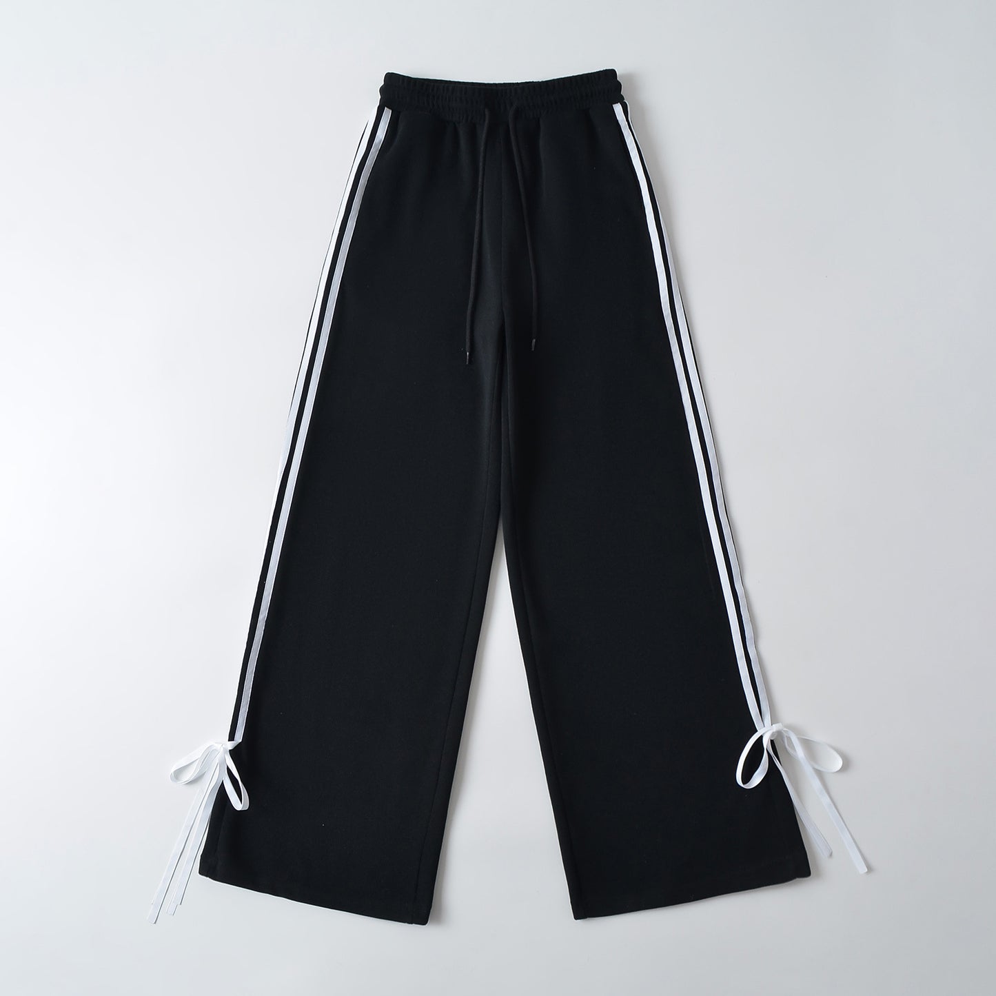 Girls Shopping Casual Side White Stripe Bow Sweatpants