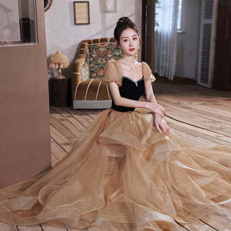 Vestido de banquete para mujer con temperamento negro