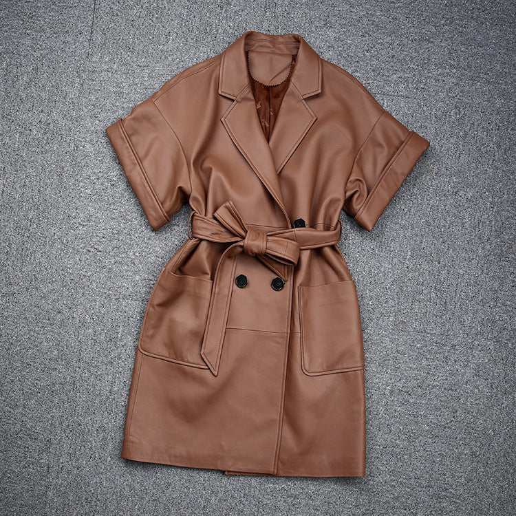 Trench-Coat Slim à revers décontracté pour femmes, tempérament à la mode