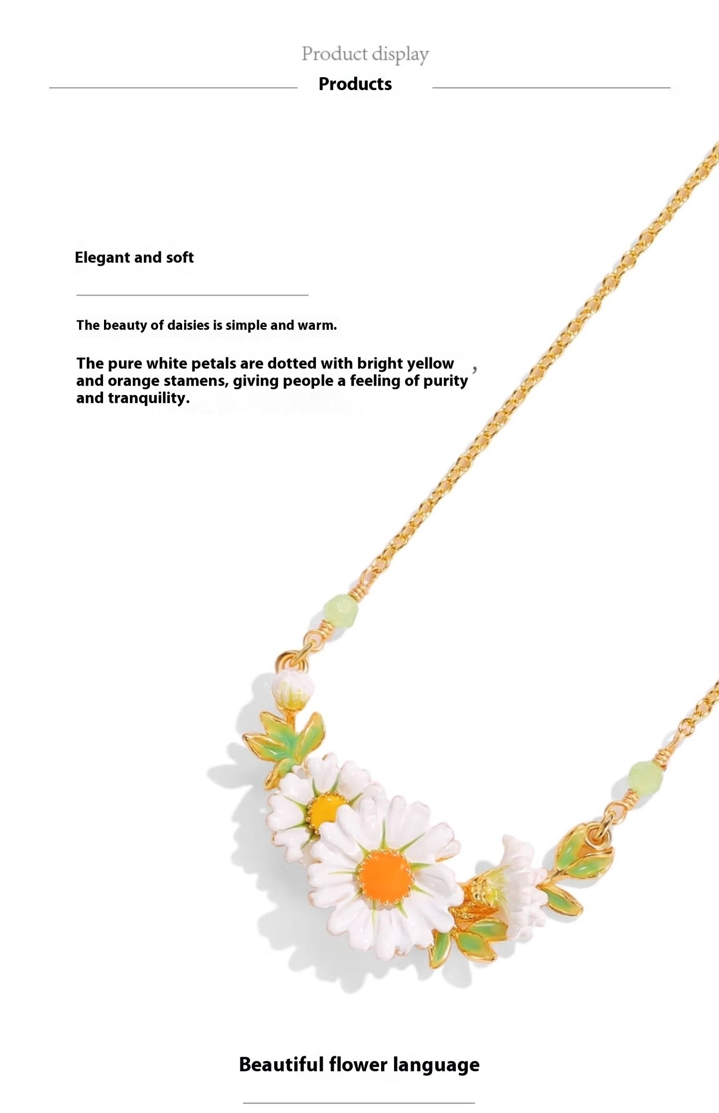 Collar de jardín para mujer con cadena de clavícula de crisantemo blanco