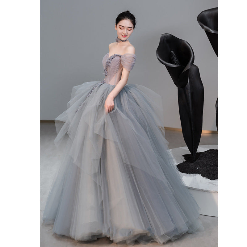 Robe de princesse Tutu en Tulle pour femme, Texture hôte, cadeau de Banquet français