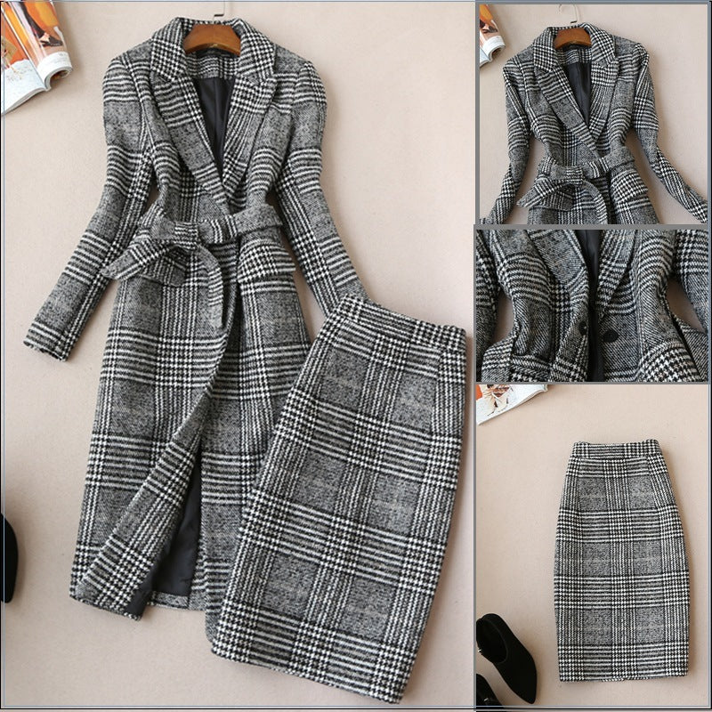 Manteau à carreaux tailleur jupe jupe jupe