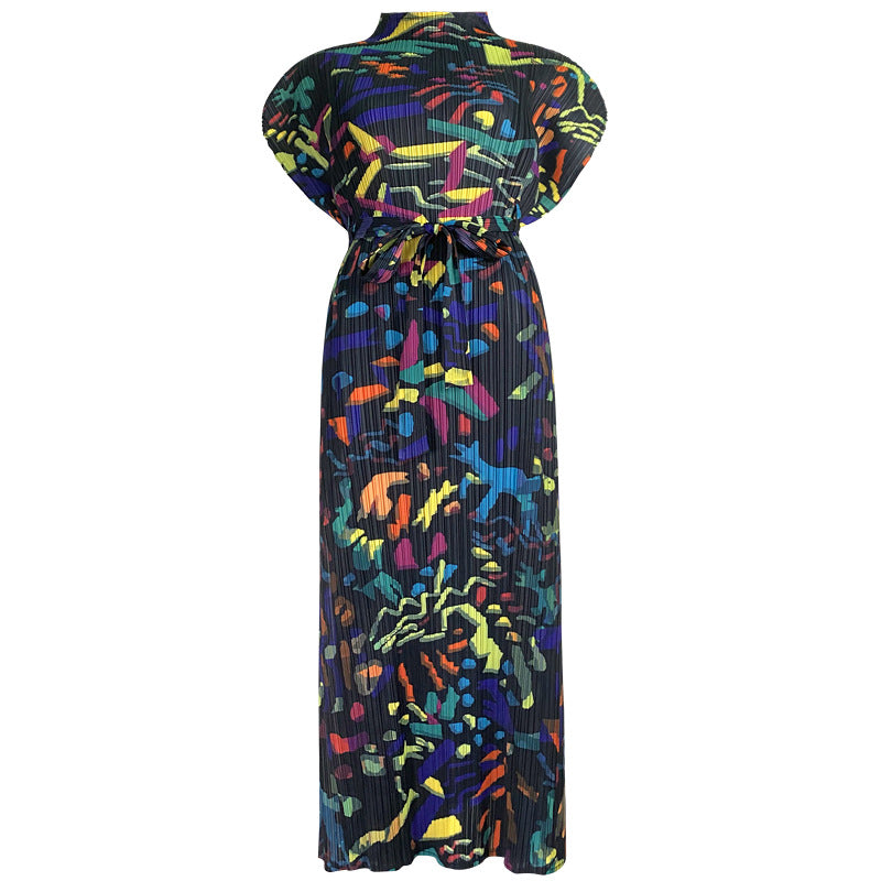 Women's Summer Graffiti Slim-fit Printed Mid-length Dress