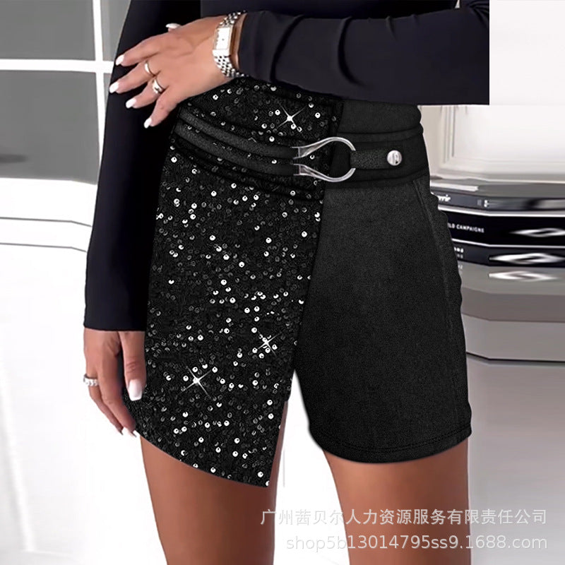 Women's Autumn And Winter Matching PU Pantskirt Shorts