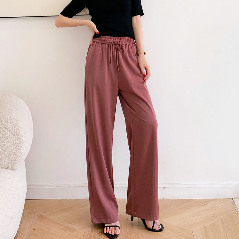 Pantalon large en acétate, soie glacée, petite impression de haute qualité