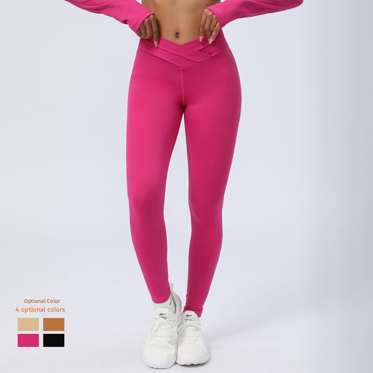 Leggings de yoga con costura cruzada, ropa deportiva para entrenamiento, pantalones