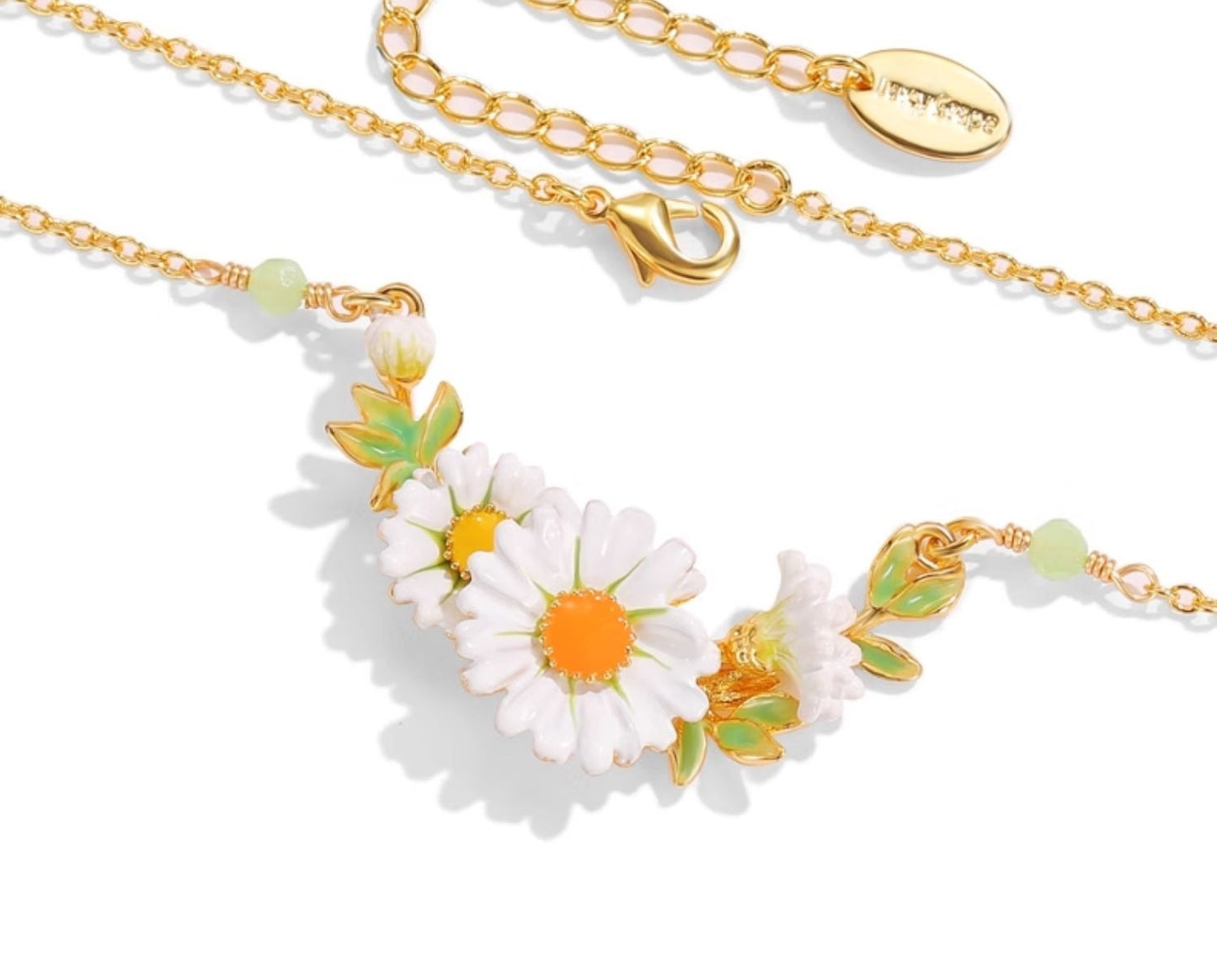 Collar de jardín para mujer con cadena de clavícula de crisantemo blanco