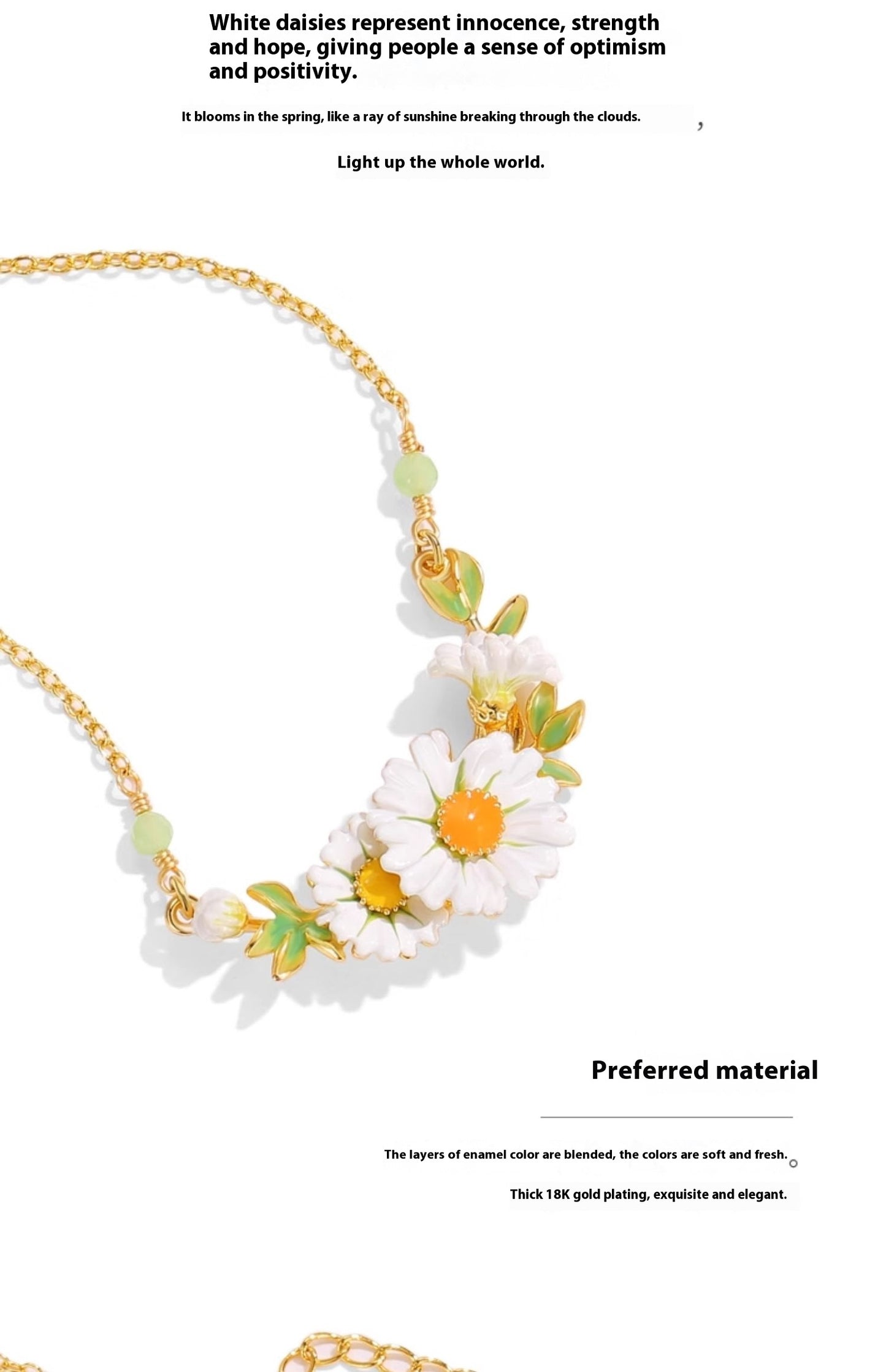 Collar de jardín para mujer con cadena de clavícula de crisantemo blanco