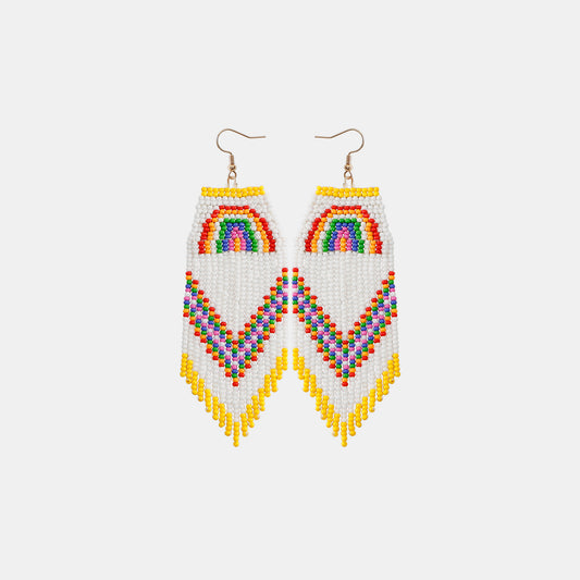 Rainbow Rice Bead Dangle Earrings