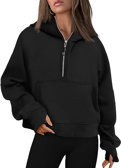 Sweat-shirt à capuche avec poche pour femme, haut de Sport ample, à manches longues, avec fermeture éclair, tenue d'hiver et d'automne