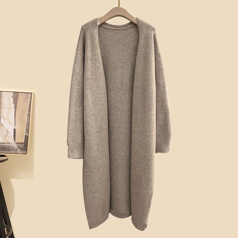 Women's Thickened Knitting Wide-leg Pants Turtleneck Sweater Long Cardigan Jacket