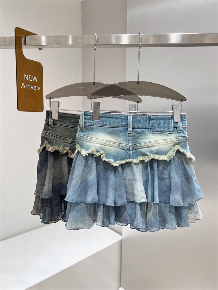 Robe globale en denim à coutures trapèze amincissante