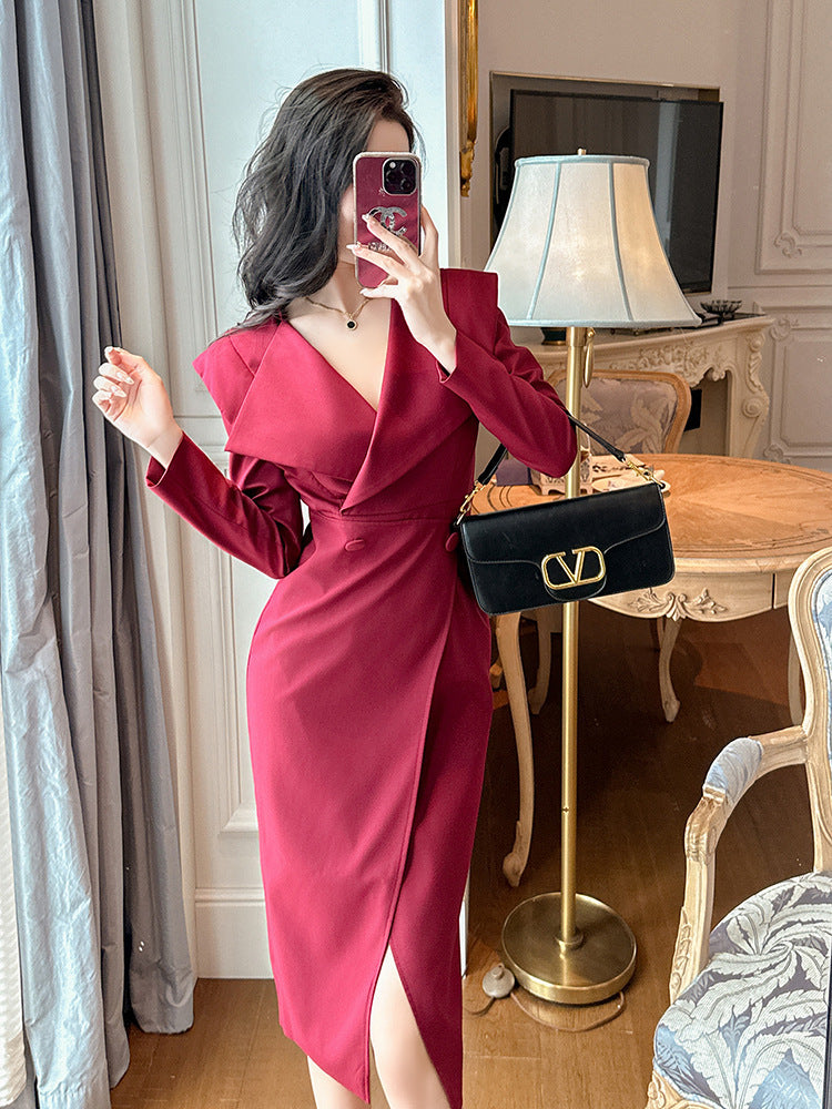 Temperament Commute Suit Skirt Lapel Slim Fit Dress