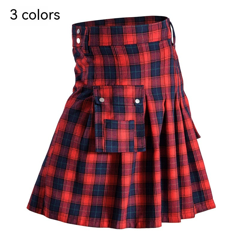 Traditional Scottish Highlands Plaid Festival Pleated Skirt