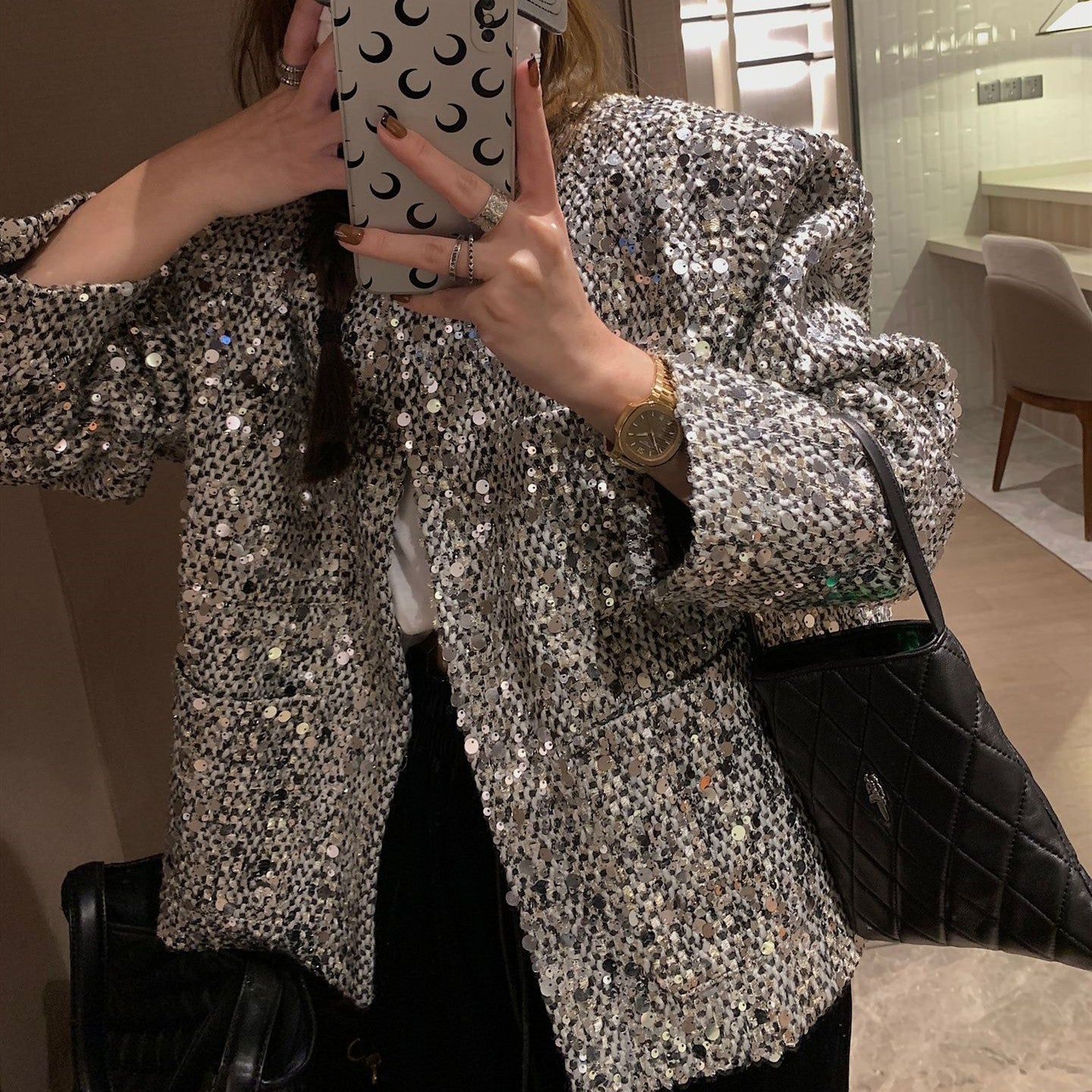 Blazer lumineux à paillettes pour femme