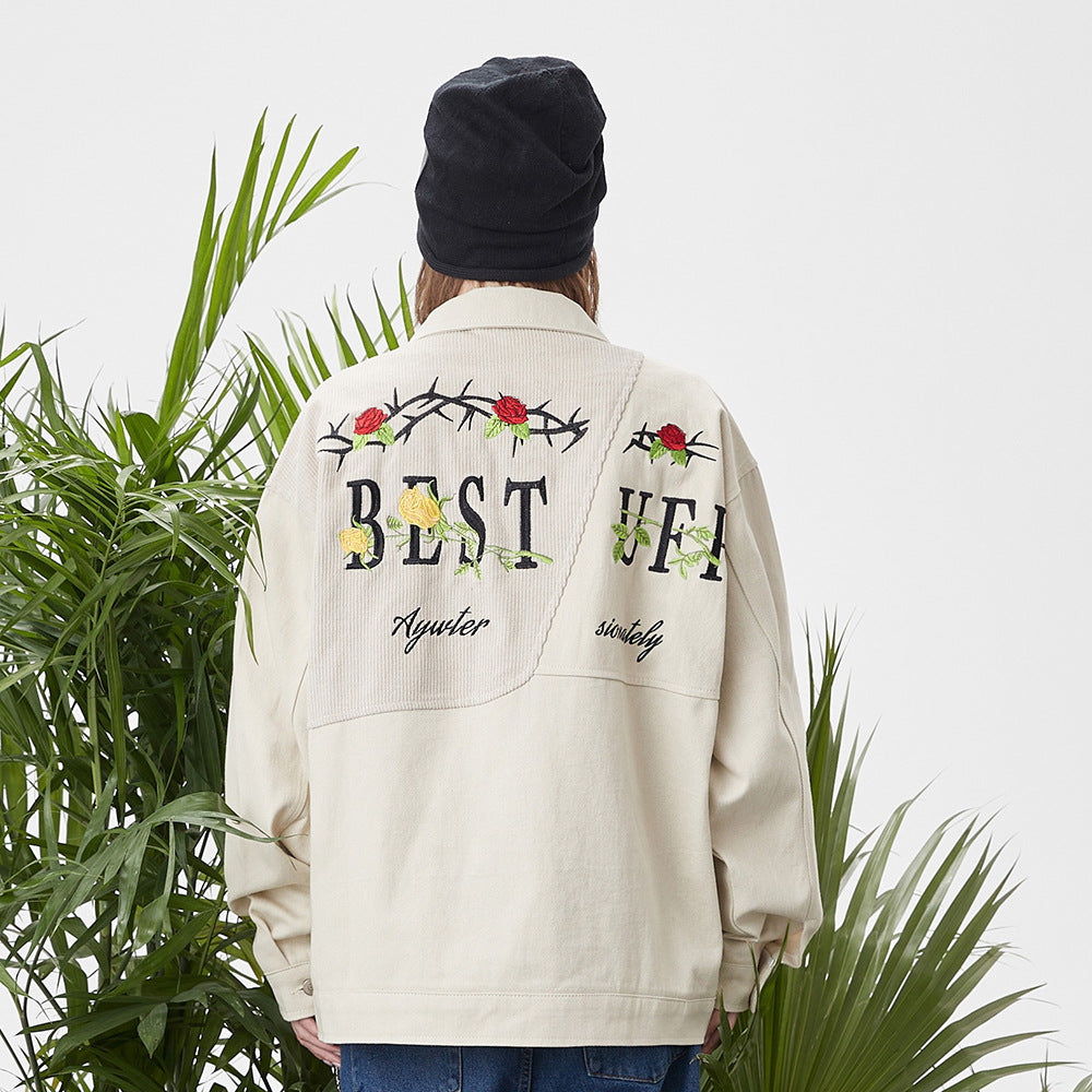 Embroidered Letter Jacket For Men And Women