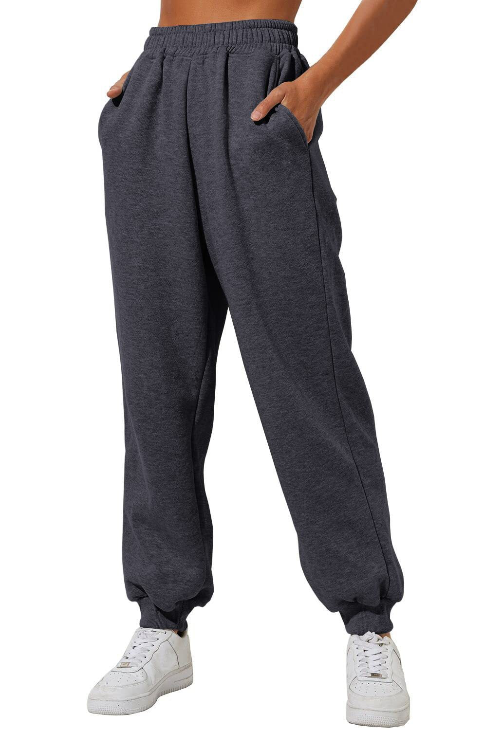 Pantalones De Mujer Con Bolsillos Cintura Alta Sueltos Pantalones Deportivos Para Correr Cómodos Pantalones De Sudadera Casuales