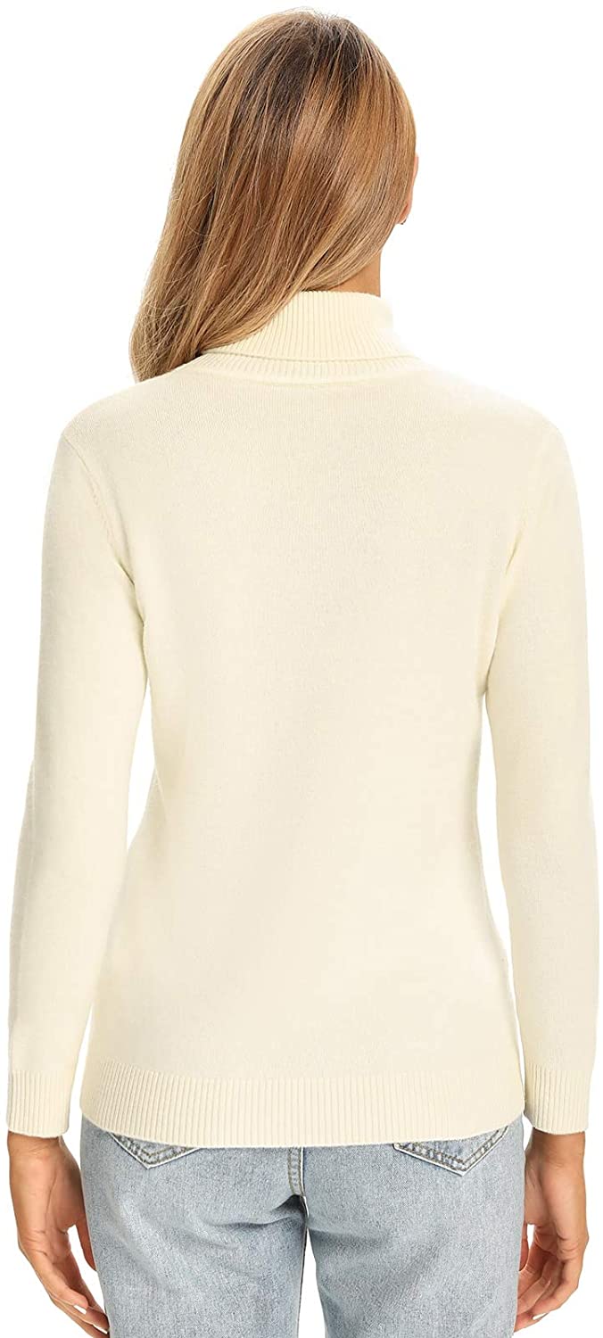 100% Merino Wool Turtleneck Sweater Women Long Sleeve Lightweight Cozy Pullover Jumper Tops