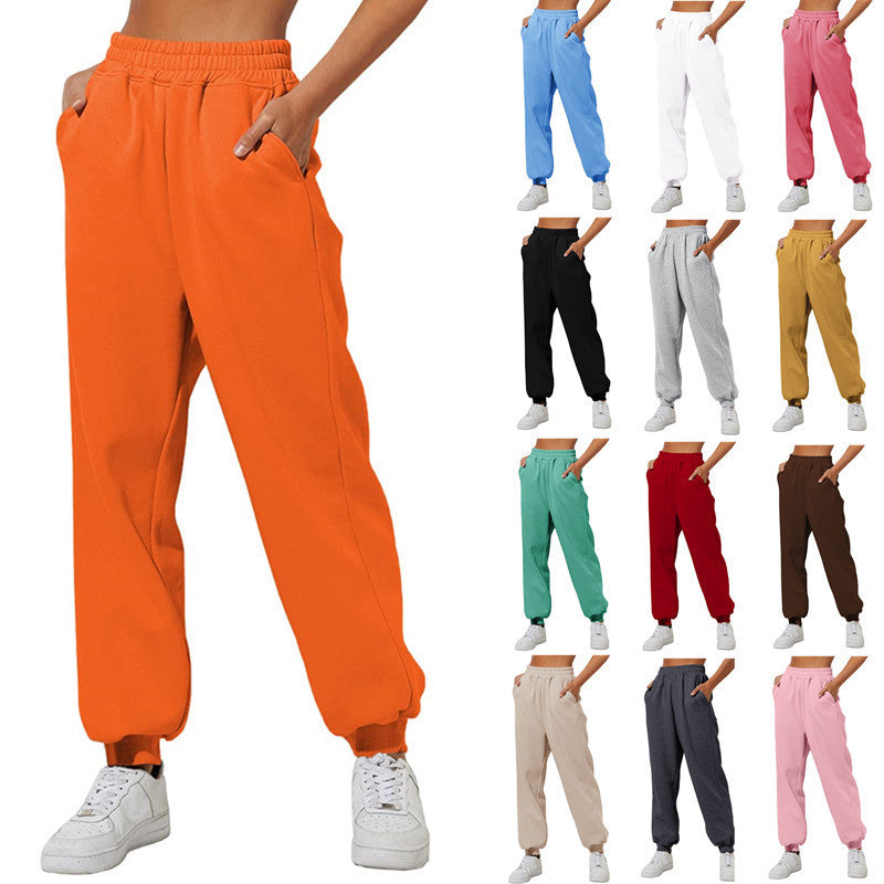 Pantalones De Mujer Con Bolsillos Cintura Alta Sueltos Pantalones Deportivos Para Correr Cómodos Pantalones De Sudadera Casuales