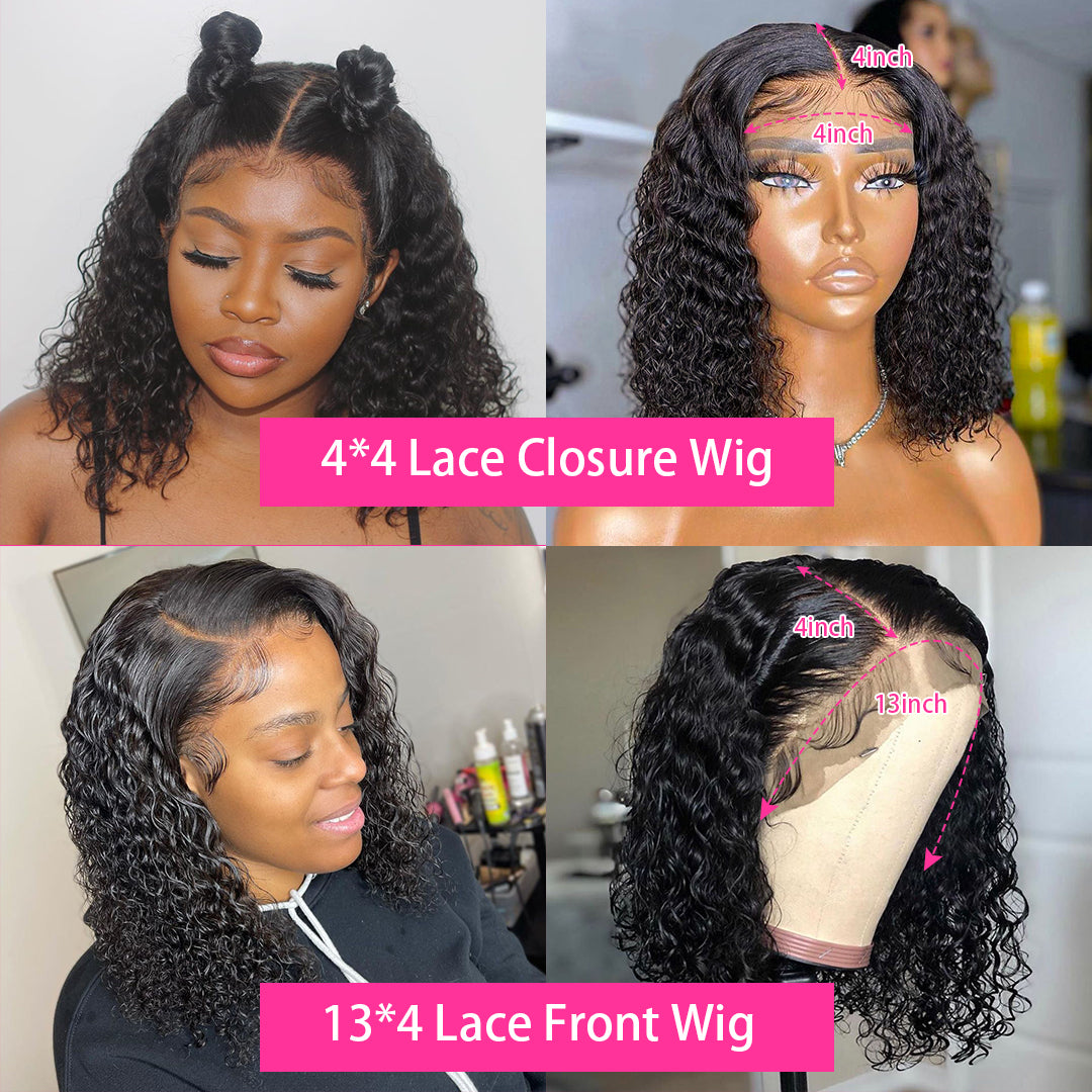 Perruque Bob Lace Front Wig brésilienne courte 10A, cheveux humains