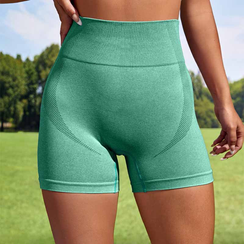 Leggings courts de Sport sans couture pour femmes, taille haute, élastiques, solides, de Yoga, de fitness, d'entraînement, de jogging