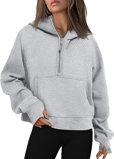 Sweat-shirt à capuche avec poche pour femme, haut de Sport ample, à manches longues, avec fermeture éclair, tenue d'hiver et d'automne