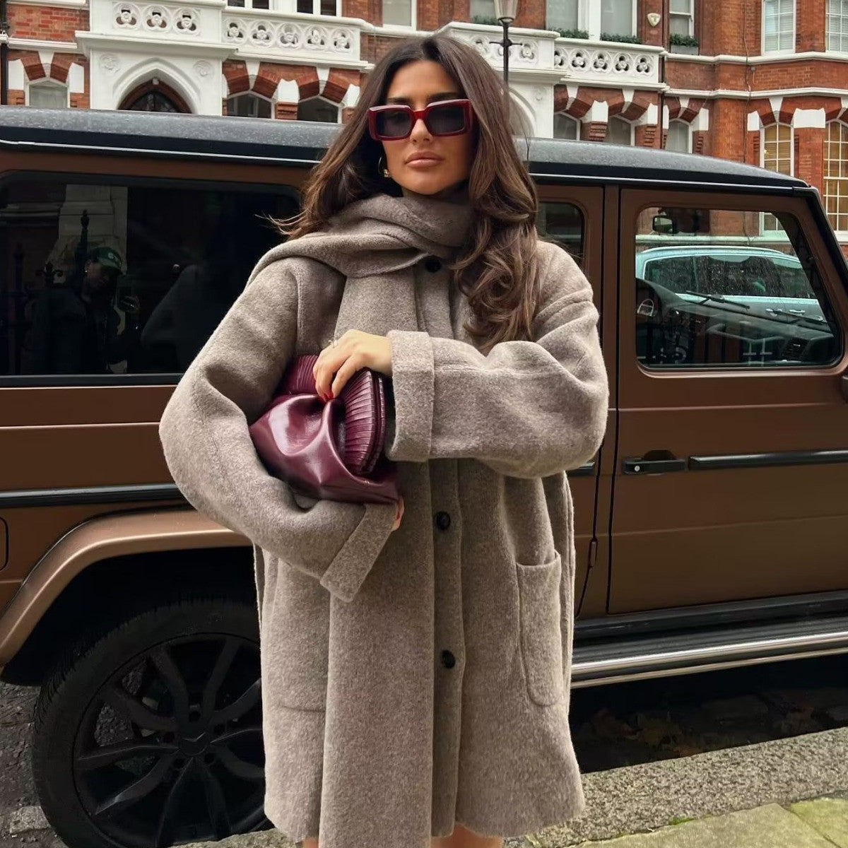 Bufanda de mujer Cabo Midi Abrigo de lana de punto Ropa de invierno para mujer