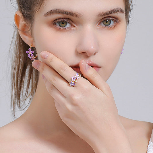 Bague ajustable à petite fleur Myosotis Sylvatica pour femme