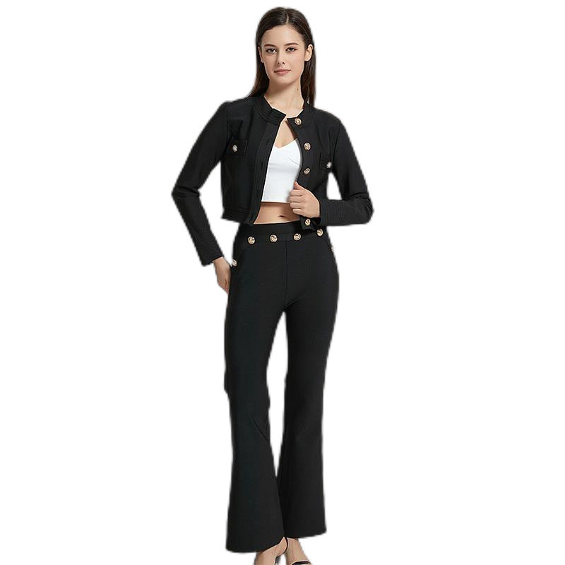 Women's Tops Slightly Flared High Waist Pants Two-piece Set