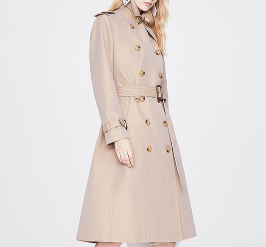 Trench-Coat d'automne pour femmes, Long Trench-Coat populaire, coupe cintrée, couleur unie, manteau anti-rides