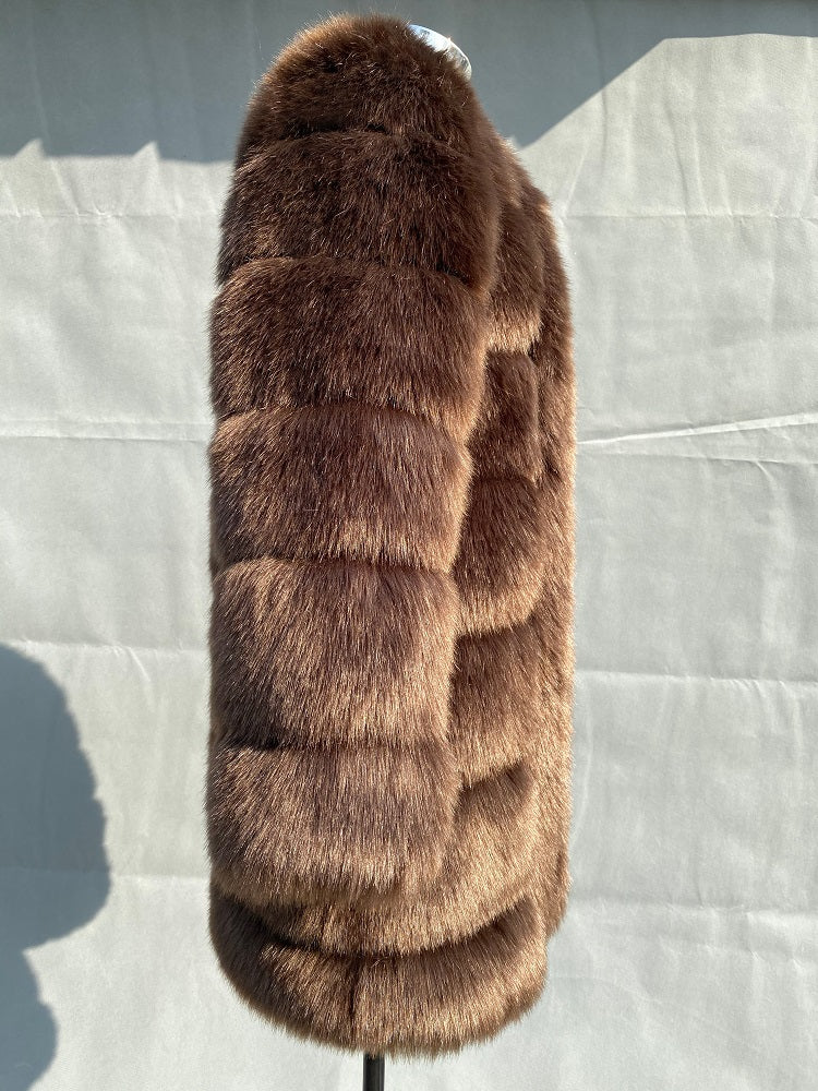 Fur New Patchwork Fur Coat Female Faux Fur Fur Coat Female Plus Size