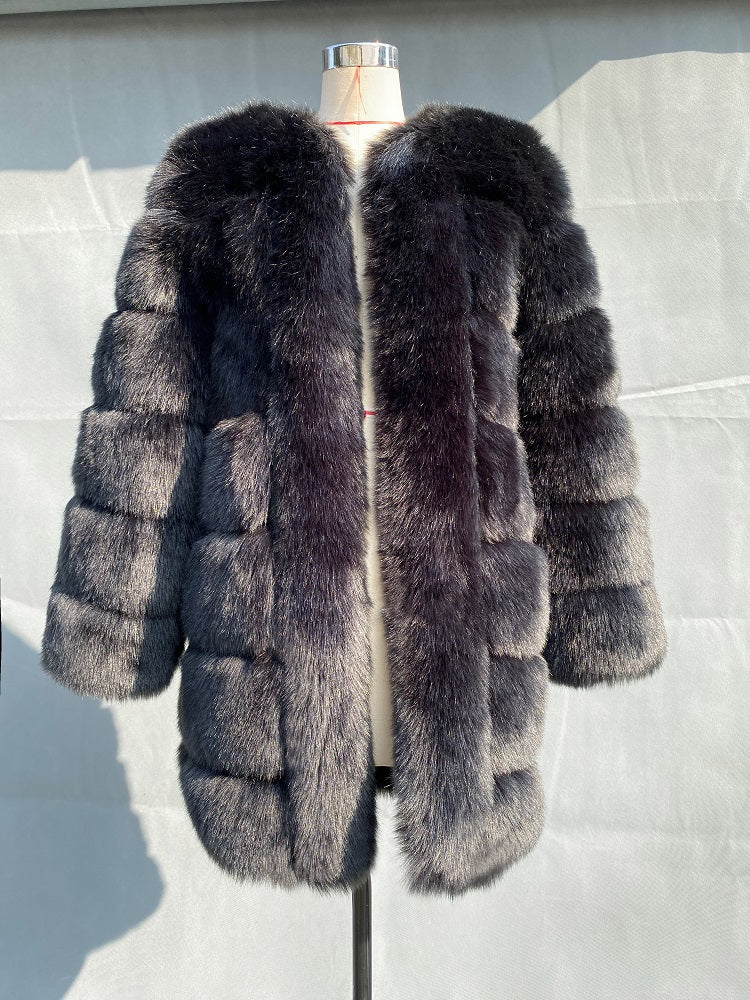 Fur New Patchwork Fur Coat Female Faux Fur Fur Coat Female Plus Size