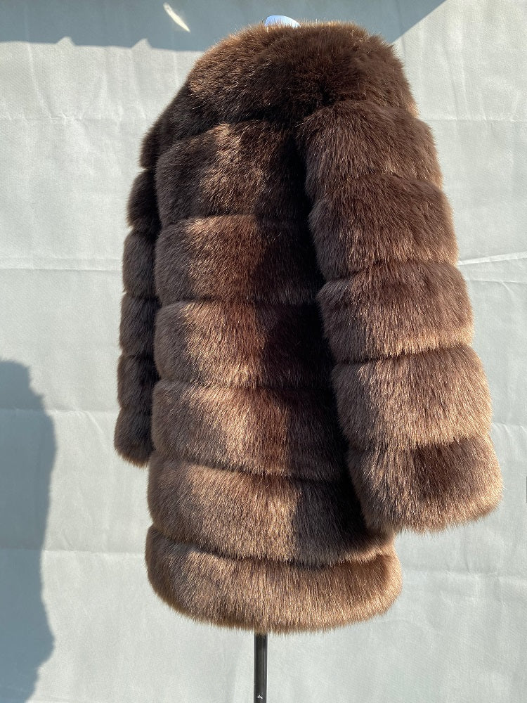 Fur New Patchwork Fur Coat Female Faux Fur Fur Coat Female Plus Size