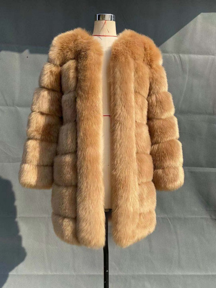 Fur New Patchwork Fur Coat Female Faux Fur Fur Coat Female Plus Size